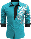COOFANDY Men's Print Button Down Dress Shirt - Casual Long Sleeve