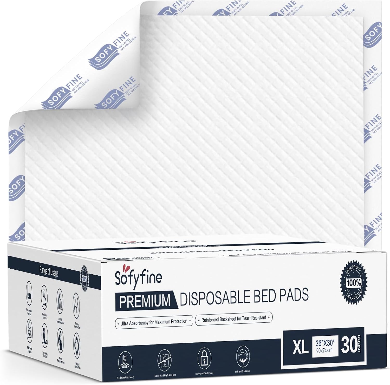 Tear Resistant Disposable Bed Pads for Adults and Pets 30x36