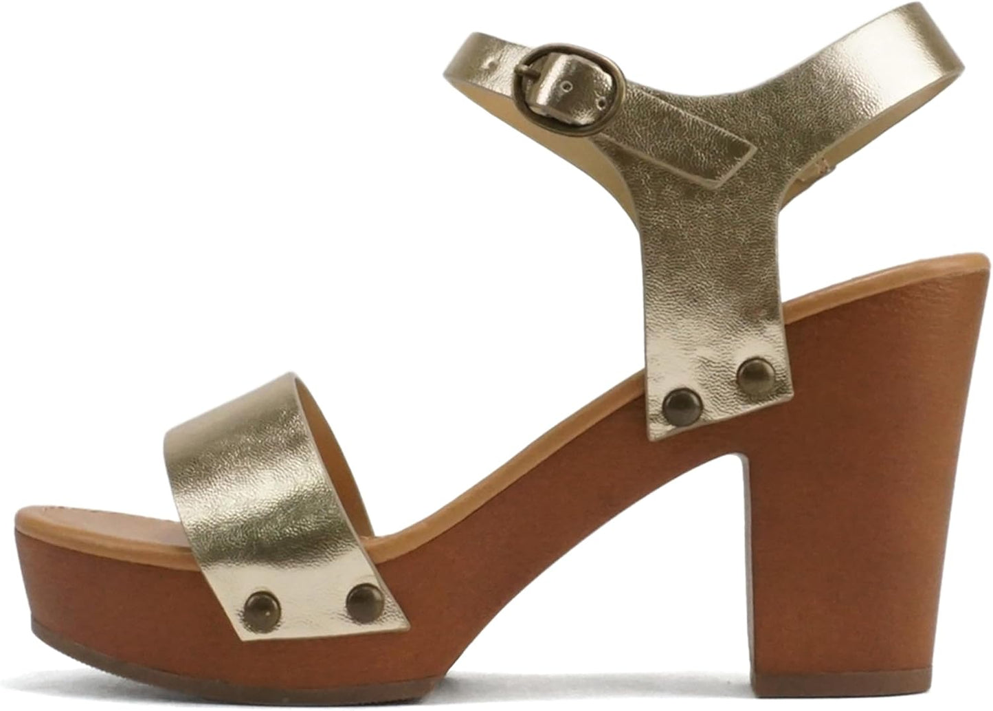 Soda Women's Bold Buckles Studded Wedge Sandal for Style