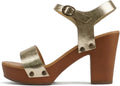 Women's Bold Buckles Studded Wedge Sandal - Comfortable 3.75in Heel
