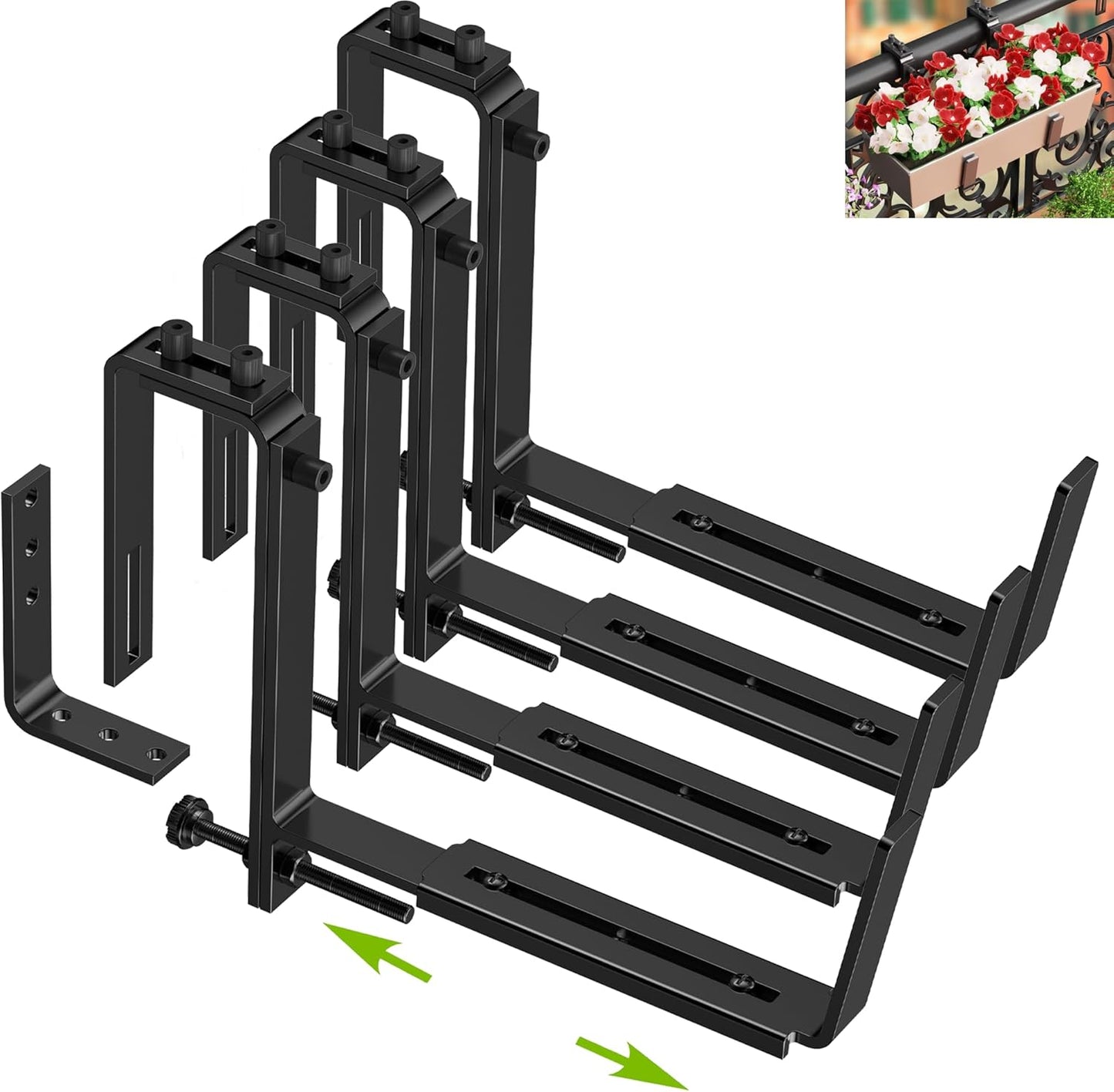 Heavy Duty Iron Adjustable Planter Box Brackets for Gardens