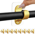 No Drilling Curtain Rod Brackets 8-Pack Gold - Easy Stick-On Fit