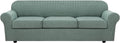 4 Piece Stretch Sofa Covers for 3 Cushion Couch - Thick Jacquard Sage