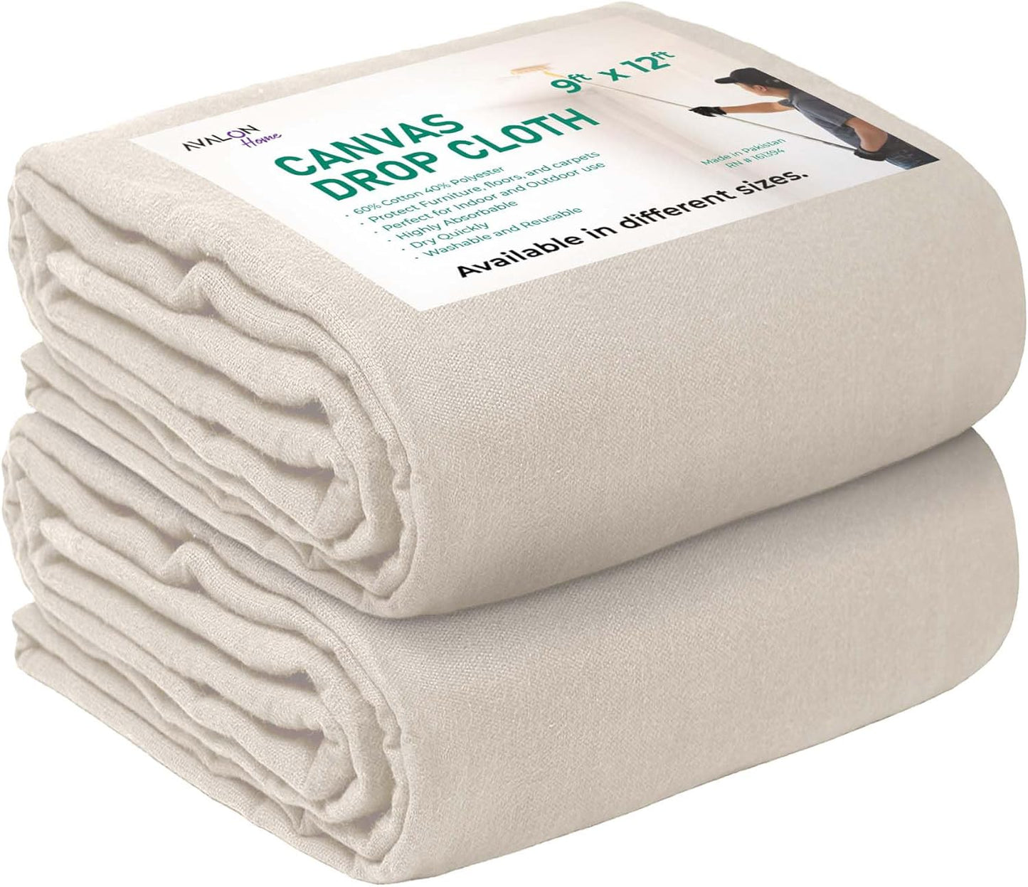Canvas Drop Cloth for Painting - Durable 9x12 ft Protection