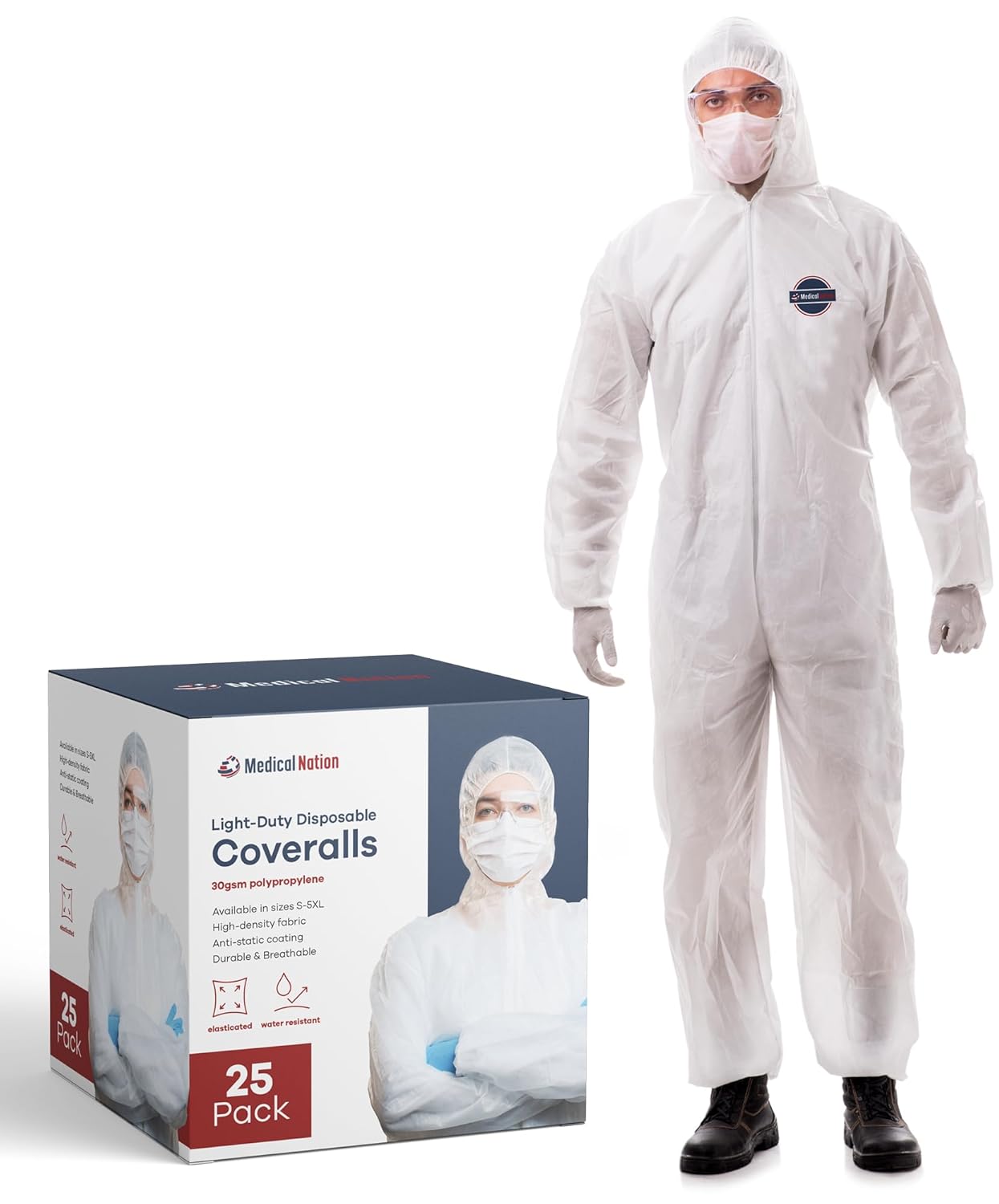 Hazmat Suits Disposable 25 Pack for Men & Women Protection