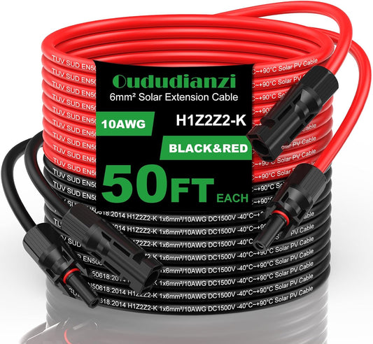Oududianzi 50Ft Solar Extension Cable 10AWG for Efficient Power