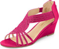 Women's Diana Low Wedge Sandals - Sparkly Rhinestone Open Toe Dress
