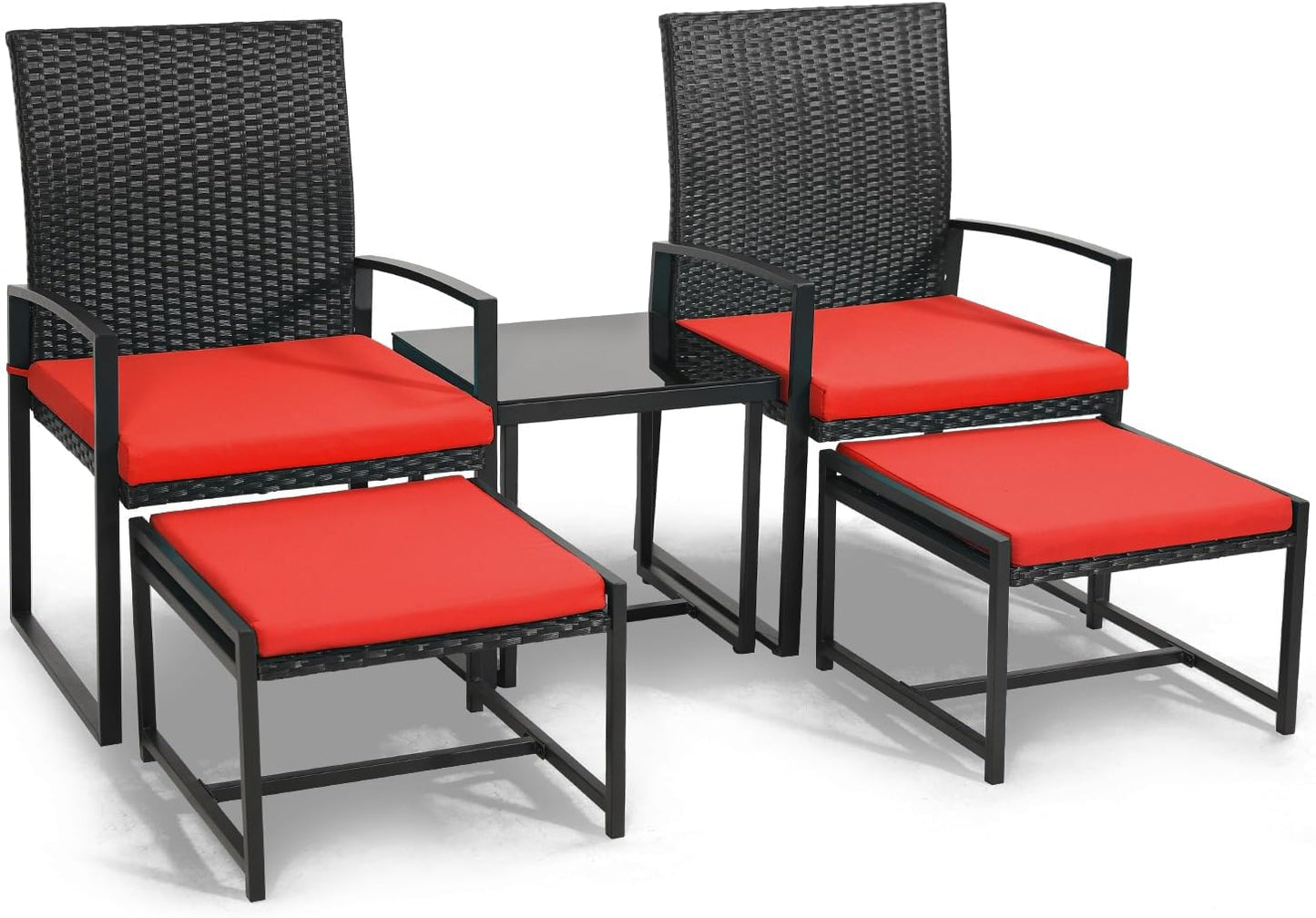 5 Pieces Wicker Patio Conversation Set for Stylish Outdoor Living