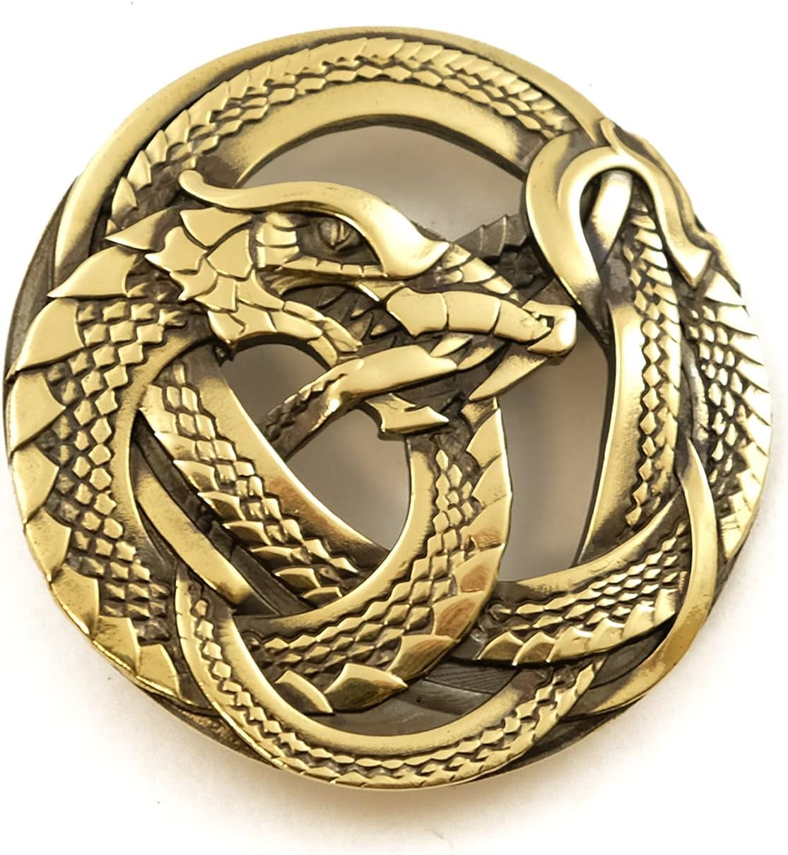 Ouroboros Belt Buckle - Scandinavian Norse Dragon Design