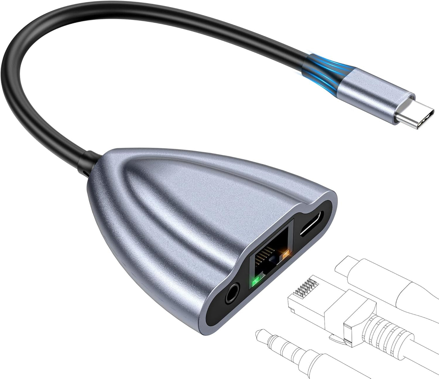 USB C to Ethernet Adapter with Charging Port for Fast Connectivity