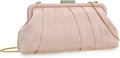 Pleated Satin Clutch Bag for Women - Diamante Embellished Evening