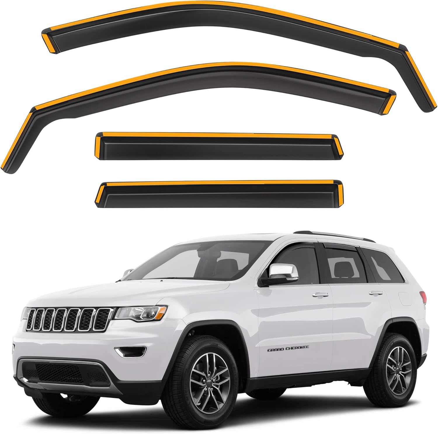 Shatterproof in-Channel Rain Guards for Jeep Grand Cherokee 2011-2021