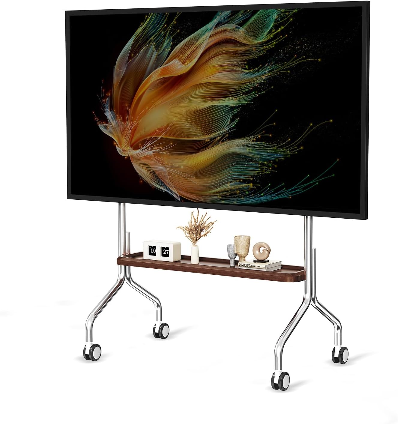 Mobile TV Cart Easel Rolling Stand for 32 to 75 Inch Screens