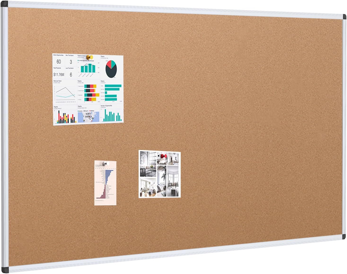 Large 60x48 Cork Board - Silver Frame