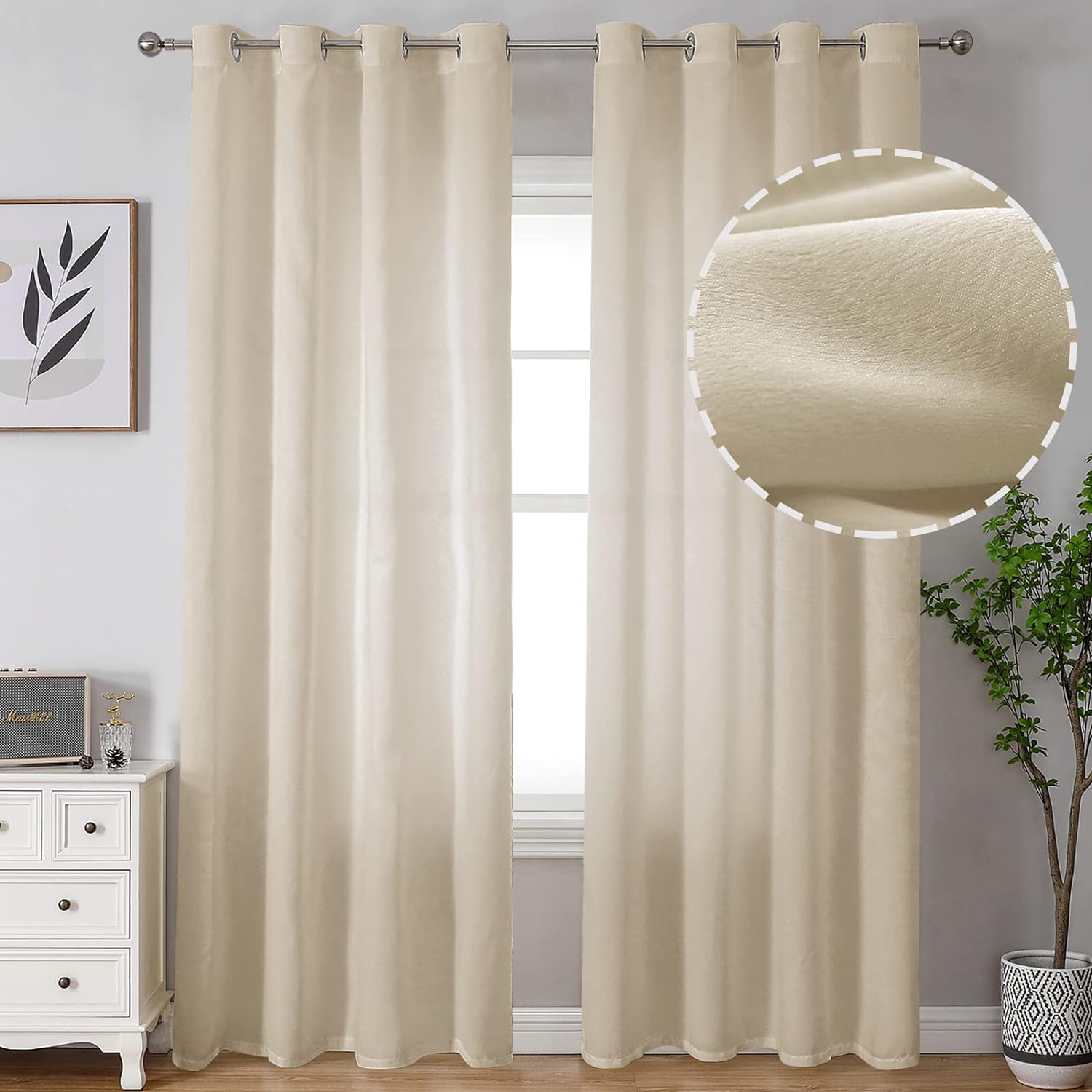 Privacy Curtains - Light Taupe, 95 Long