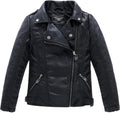 Boys Girls Spring Motorcycle Faux Leather Jacket - Edgy Kid Style