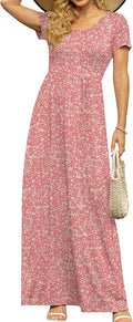 DB MOON Womens Summer Maxi Dress - Casual Empire Waist with Pockets