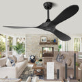Black Ceiling Fan No Light 52 in Outdoor Ceiling Fan with Remote