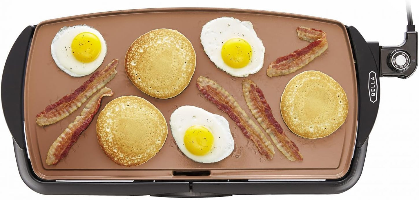 BELLA Electric Ceramic Titanium Griddle for Easy Cooking