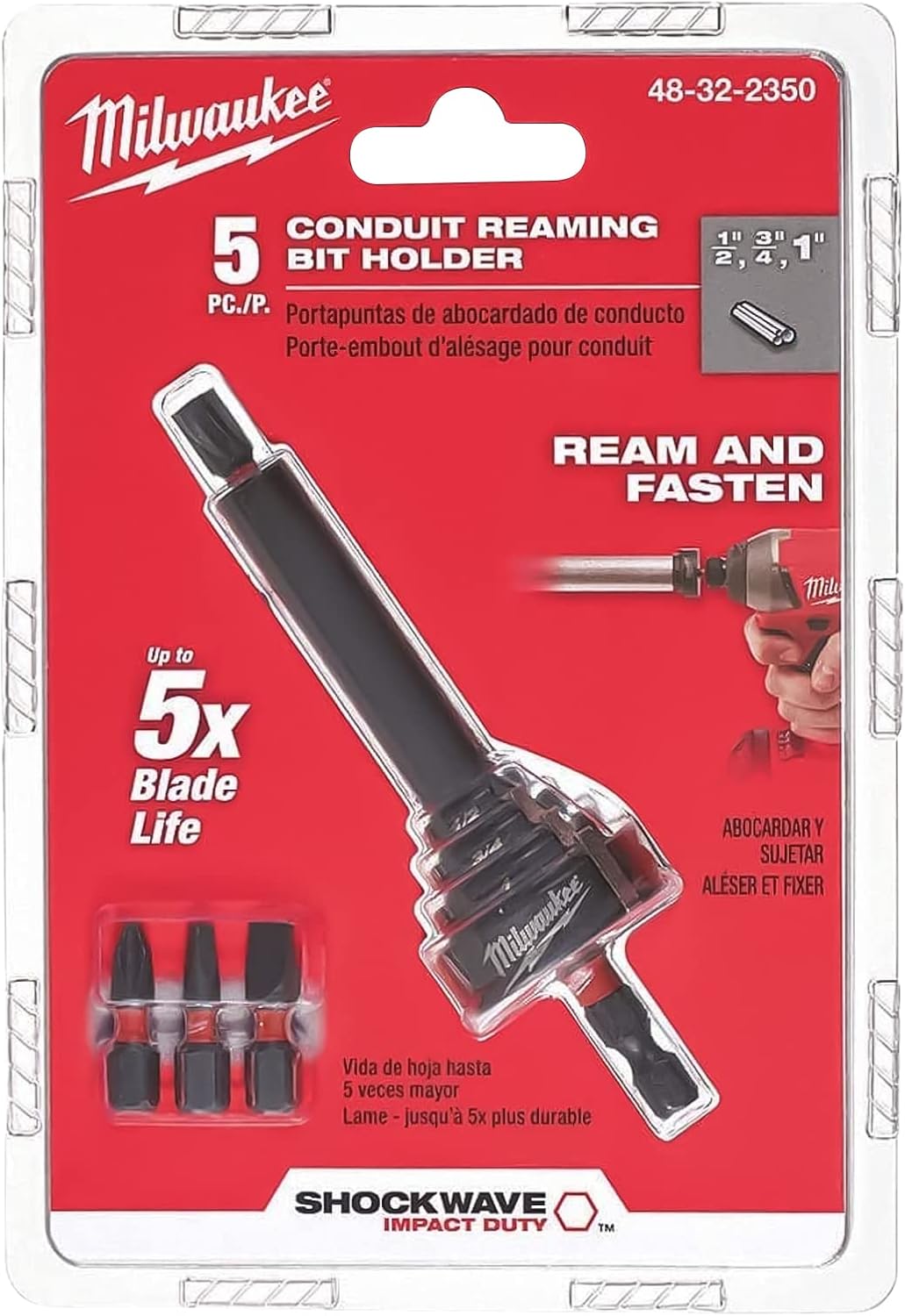Milwaukee SHOCKWAVE Conduit Reaming Bit Holder for EMT Sizes
