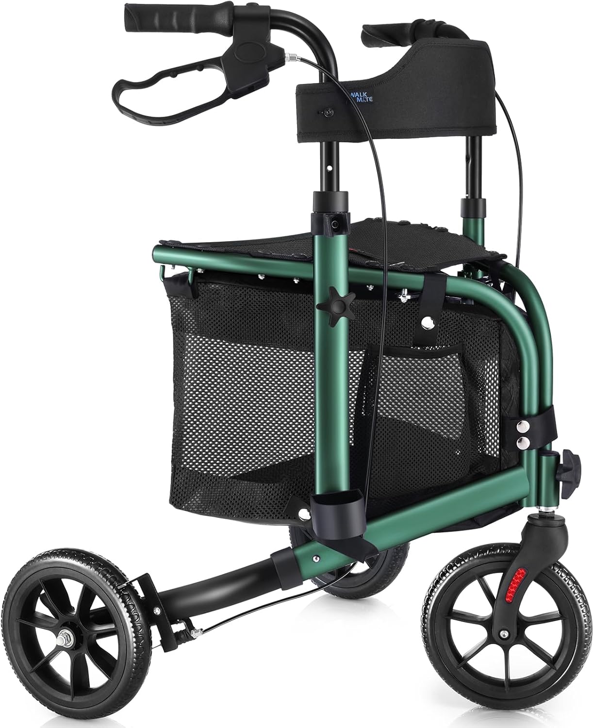 3 Wheel Rollator Walker with Seat for Slim Seniors - Lightweight Aid