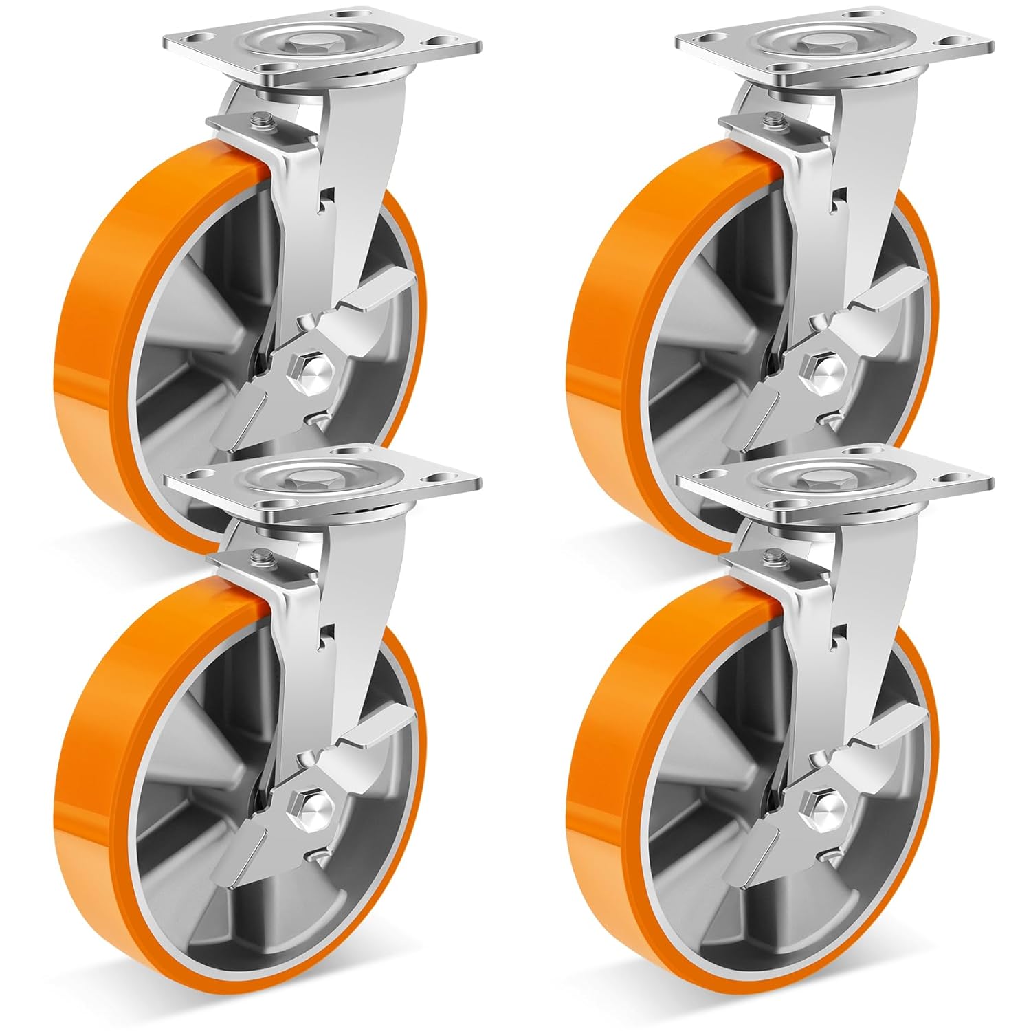 8-Inch Heavy Duty Industrial Casters Wheels for Easy Movement