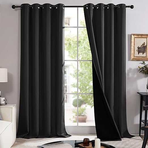 Deconovo Black Blackout Curtains for Total Light Blocking Needs