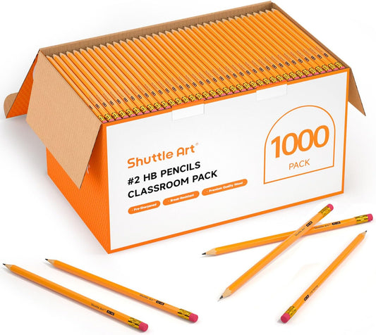 Shuttle Art 1000 Pack Wood-Cased #2 HB Pencils for Writing