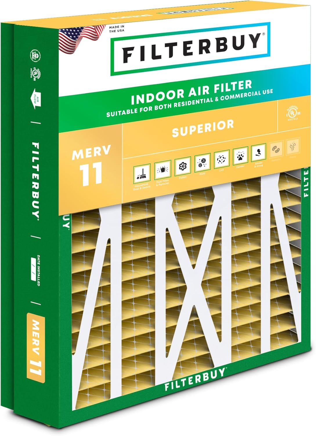 Filterbuy 21x23.5x5 Air Filter MERV 11 for Pet & Allergy Defense