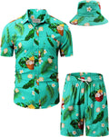 Mens Hawaiian Shirts and Shorts Set for Men - 2 Piece Beach Outfit