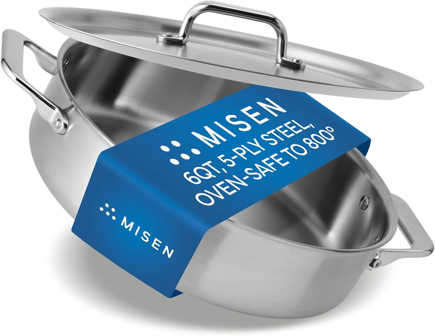 Misen 5-Ply Stainless Steel 6QT Rondeau for Versatile Cooking
