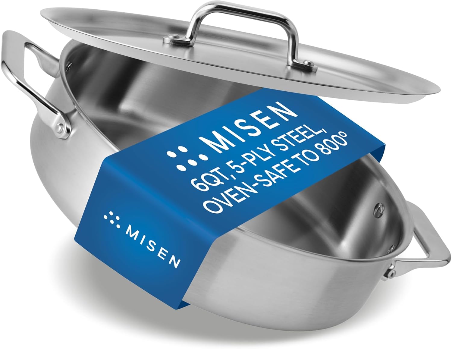 Misen 5-Ply Stainless Steel 6QT Rondeau for Versatile Cooking