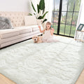 Super Soft Shaggy Rug for Bedroom 6x9 ft - Fluffy Plush Cream White