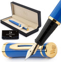 Imperial Blue Fountain Pen Set - 18K Gilded Extra Fine Nib