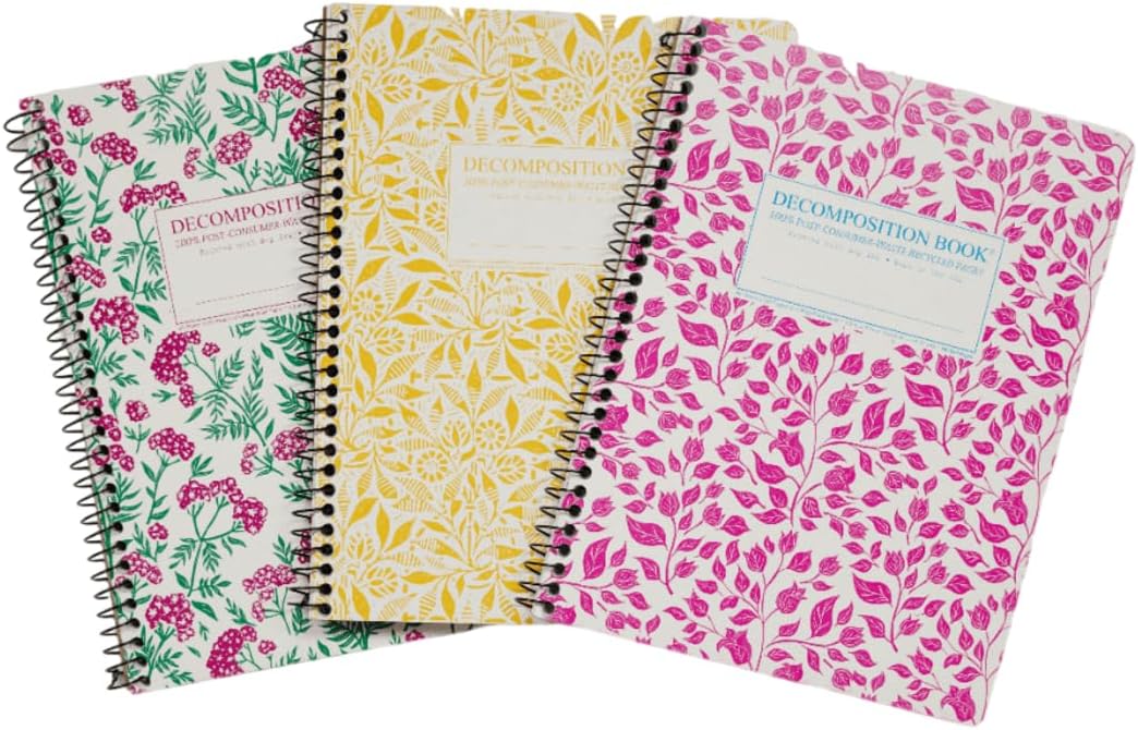 Decomposition 3-Pack Floral Harmony Spiral Notebook Set