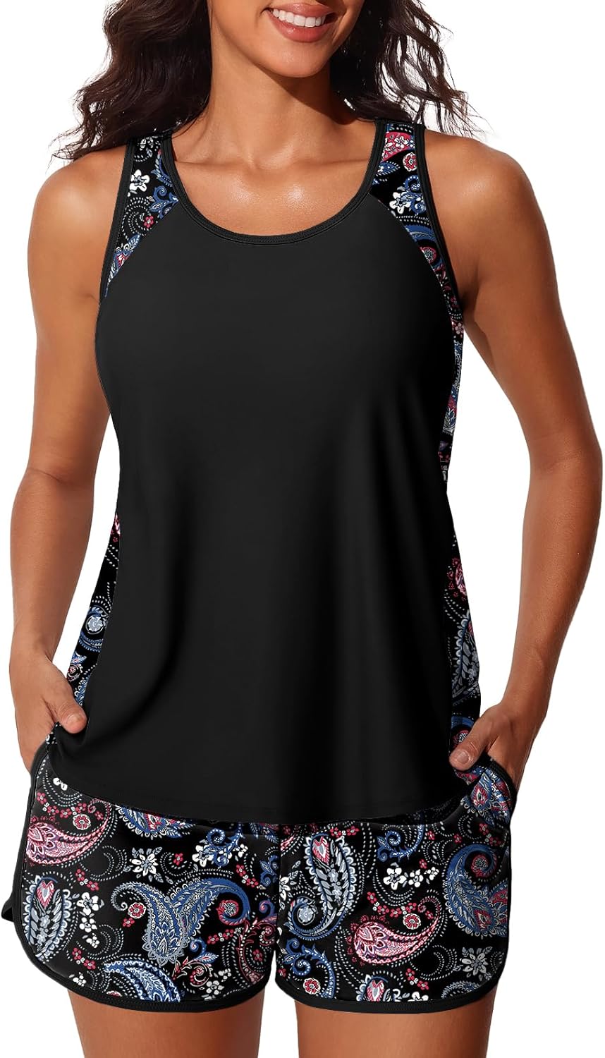 Summer Mae Blouson Tankini Swimsuits for Women with Pockets