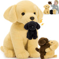 Yellow Lab Stuffed Animal with Puppies - Interactive 4-in-1 Plush