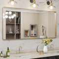 60x28 Gold Bathroom Mirror Rounded Rectangle - Brushed Gold Vanity