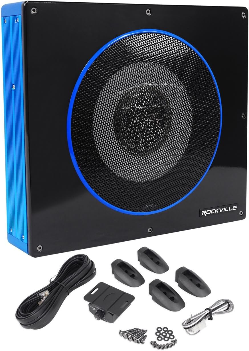 Rockville RW8CA Low Profile Under-Seat Active Car Subwoofer