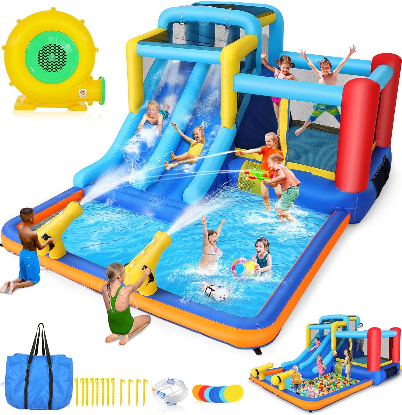 Whubefy 15x9.95Ft Bounce House Waterslide for Kids Fun
