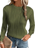 EVALESS Womens Trendy Long Sleeve Crewneck Textured Blouse - Dressy