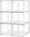 Plastic Drawers Storage 6Pack Clear Stackable Drawers - Space-Saving