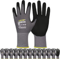 Work Gloves MicroFoam Nitrile Coated - 6 Pairs, Breathable Grip