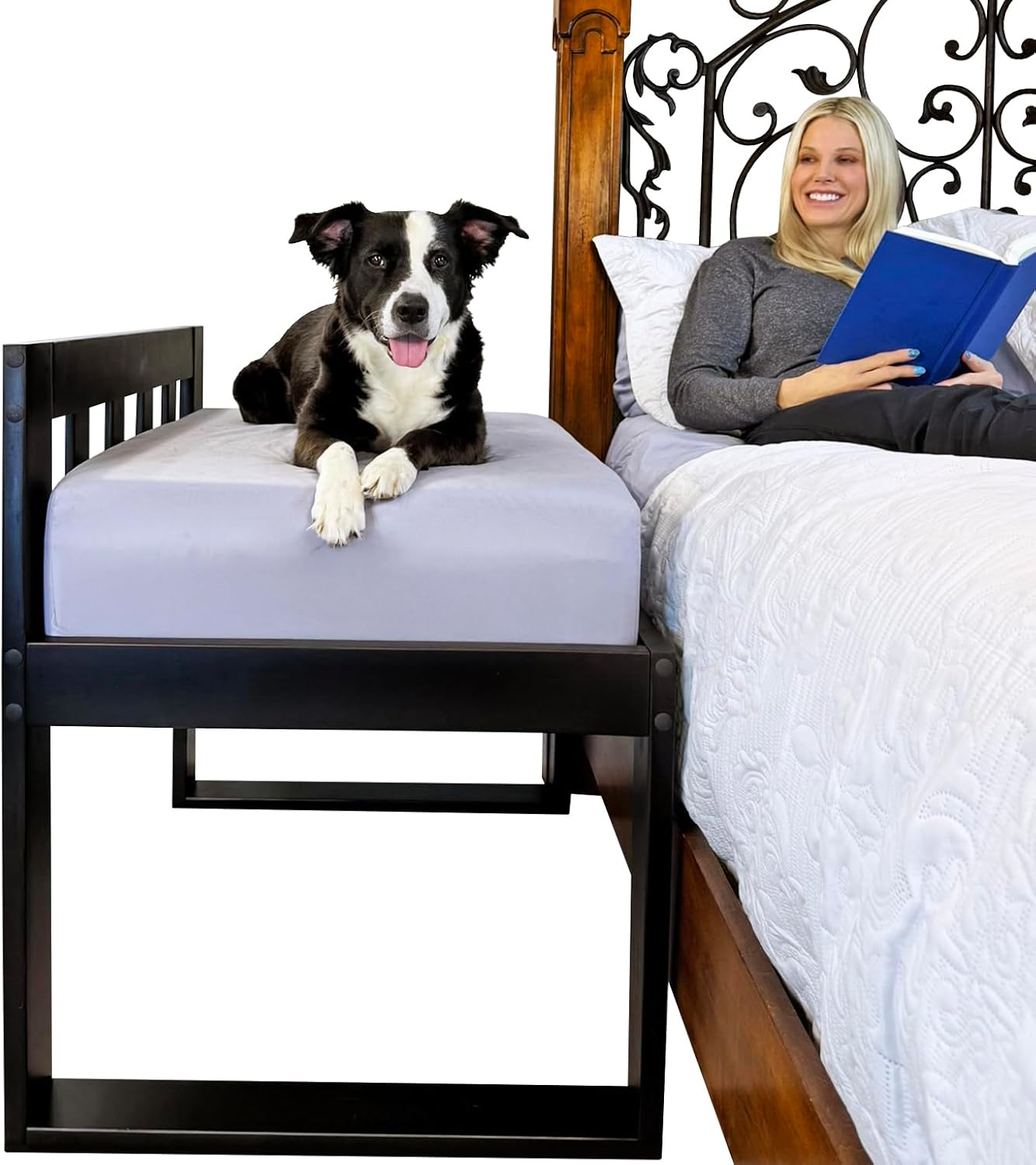 Wooden Raised Dog Bed Frame for Cozy Pet Bedside Sleeping