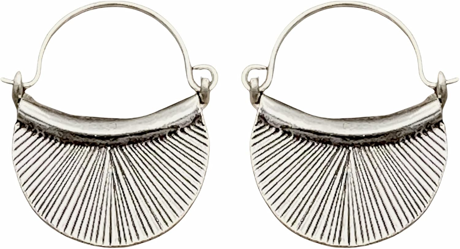 Sterling Silver Handmade Crescent Boho Hoop Earrings for Her