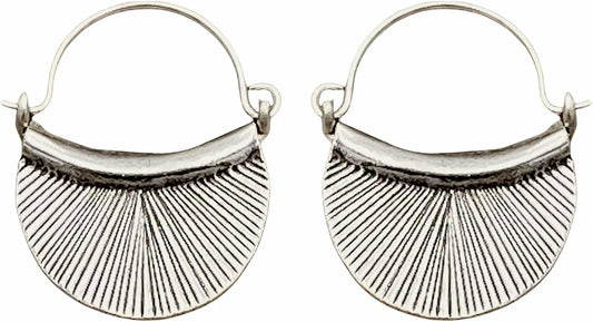 Sterling Silver Handmade Crescent Boho Hoop Earrings for Her