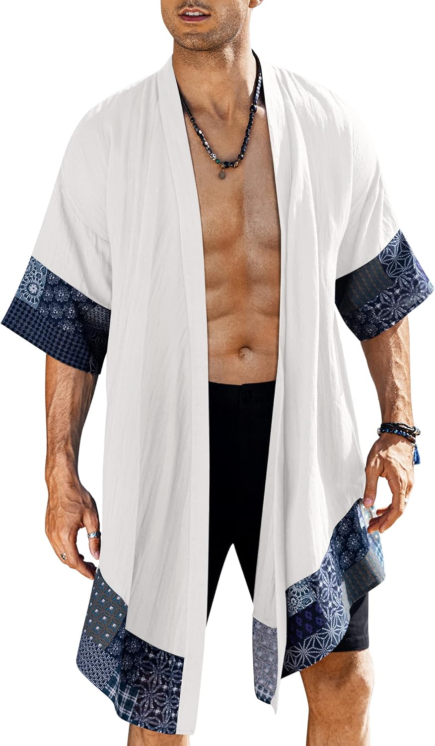 COOFANDY Men's Ruffle Shawl Collar Cardigan for Stylish Looks