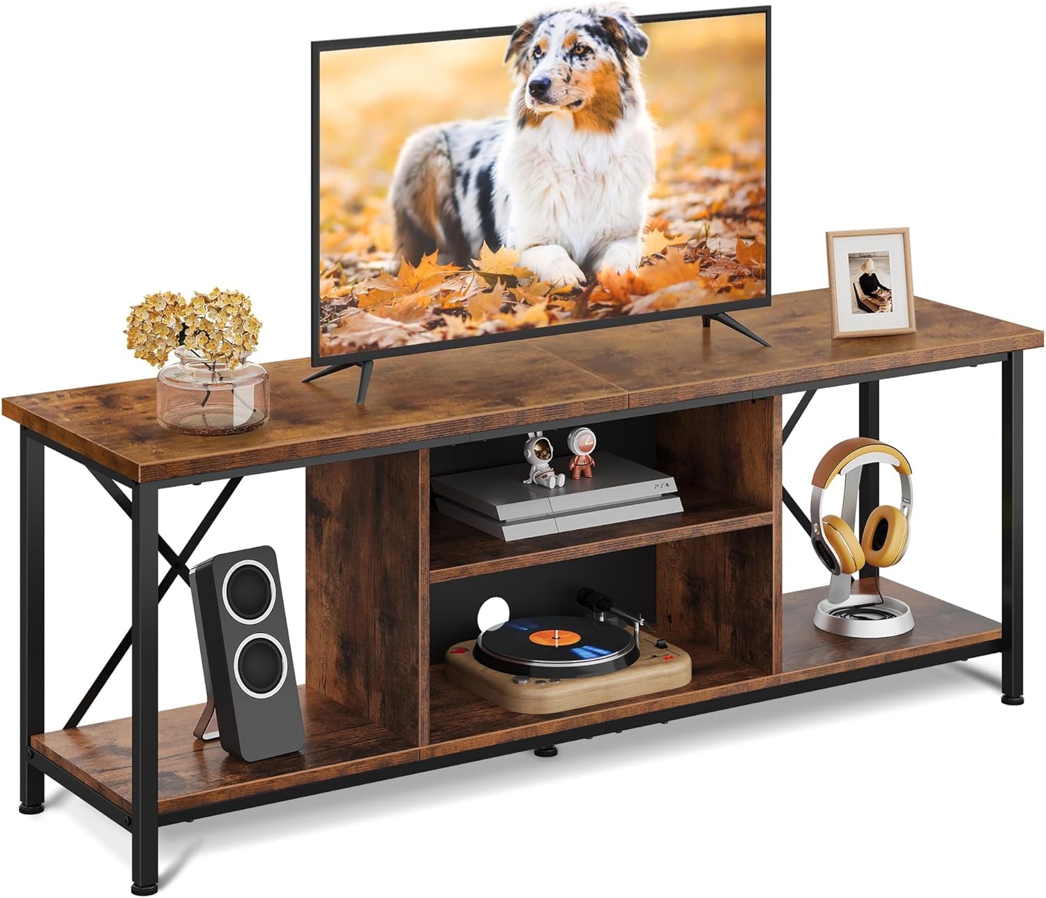 Rustic Brown TV Stand - Fits up to 65 TV - Industrial Style