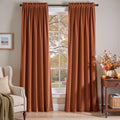 Burnt Orange Velvet Blackout Curtains 90 in - Thermal Room Darkening
