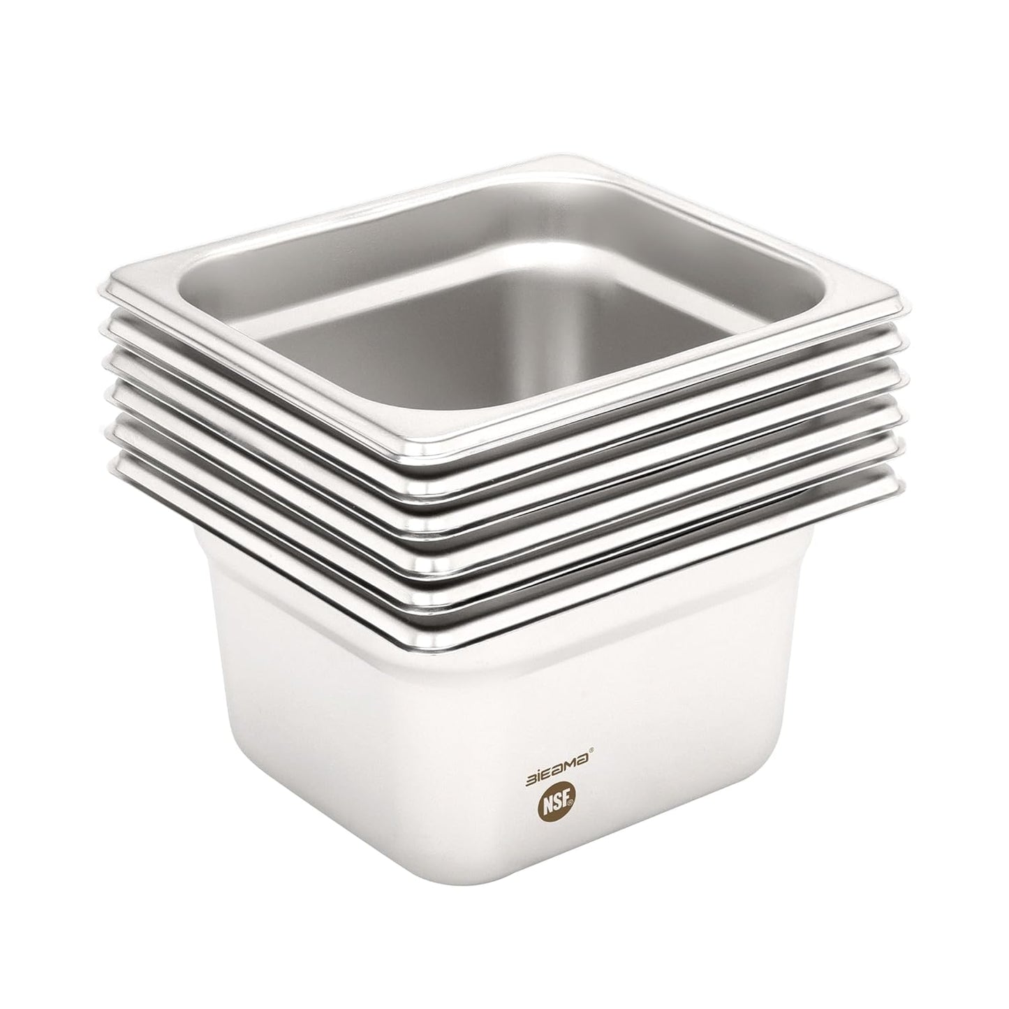 6 Pack Hotel Pans, 1/6 Size 4in Deep, NSF Commercial Use